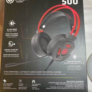 Red and Black Over-Ear Headphones with Crystal Clear Mic